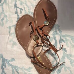 Lauren Ralph Lauren Brown Leather Sandals